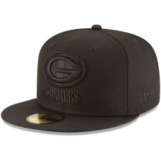 Men's Green Bay Packers New Era Black on Black 59FIFTY Fitted Hat 2265970